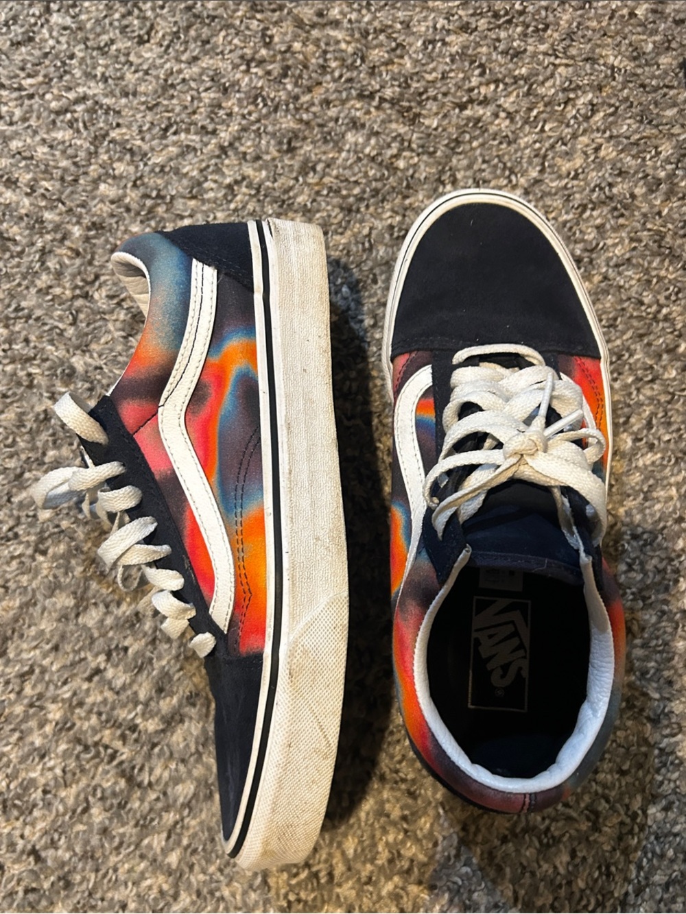Vans Low-Top Sneakers with Black and Vibrant Tie-Dye Panels